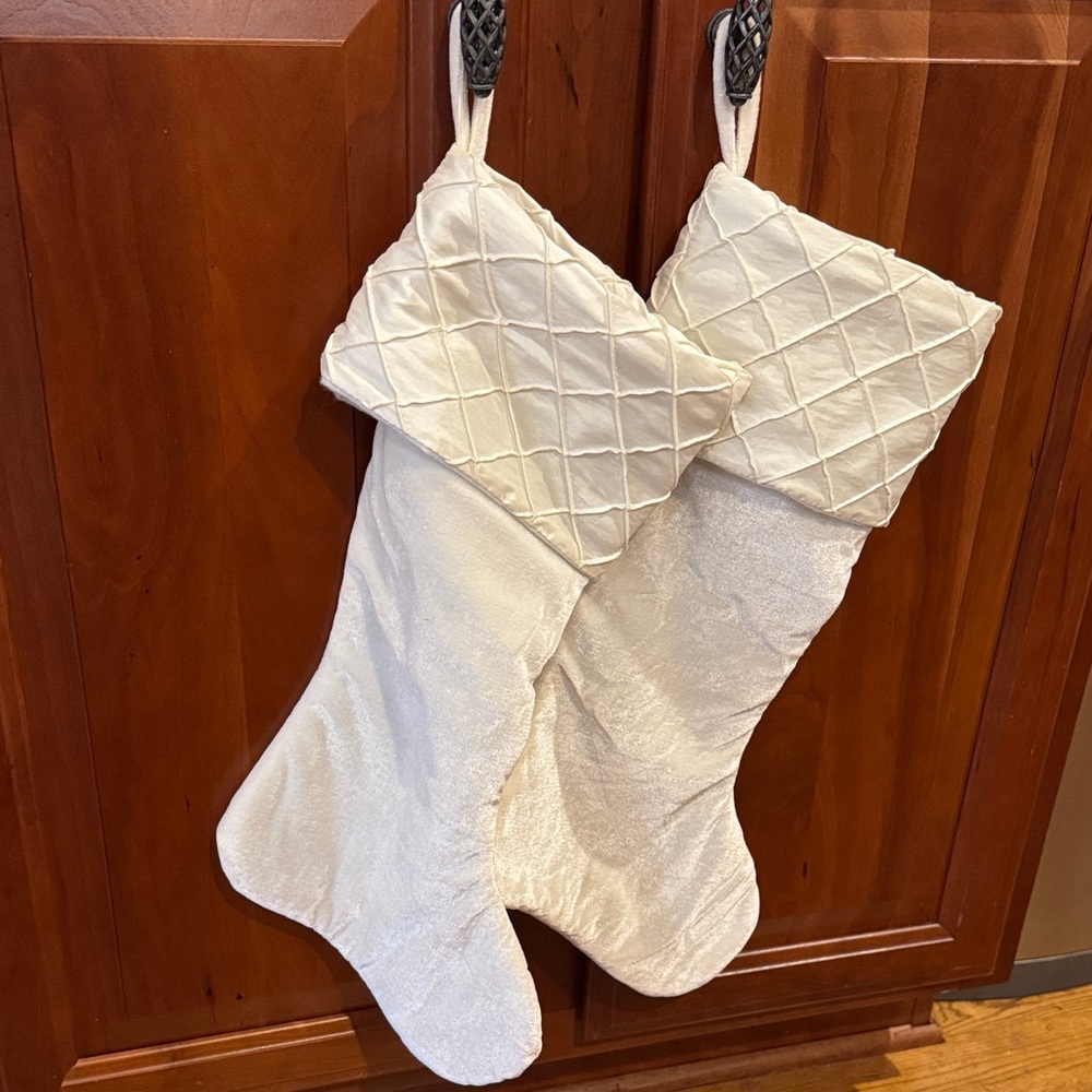 Elegant Cream Quilted Christmas Stockings